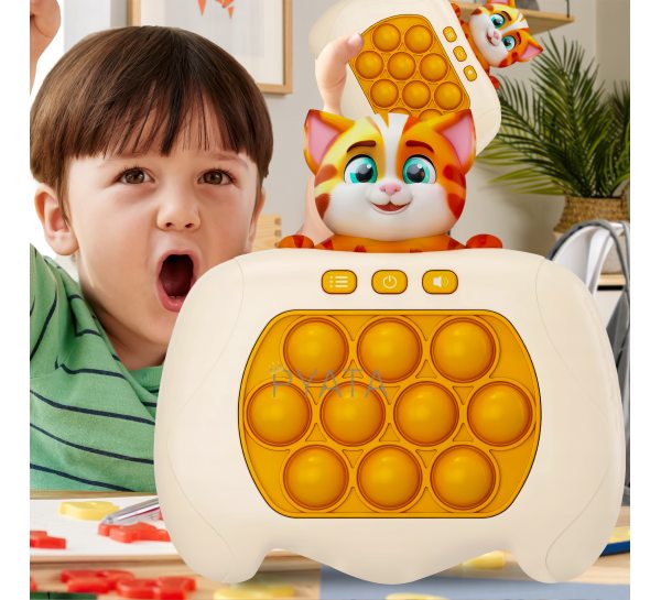 Дитяча портативна розвиваюча іграшка-антистрес поп іт 4 режими з підсвічуванням Quick Push Puzzle Game Fast №208B Котик