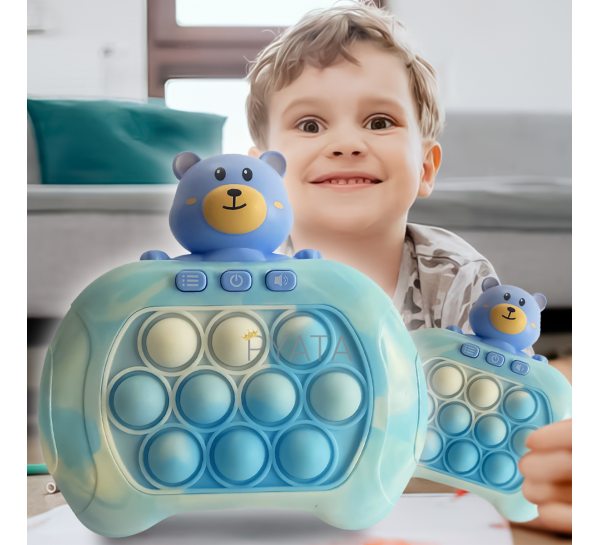 Детская портативная развивающая игрушка-антистресс поп ит 4 режима с подсветкой Quick Push Puzzle Game Fast №220A-2 Синяя
