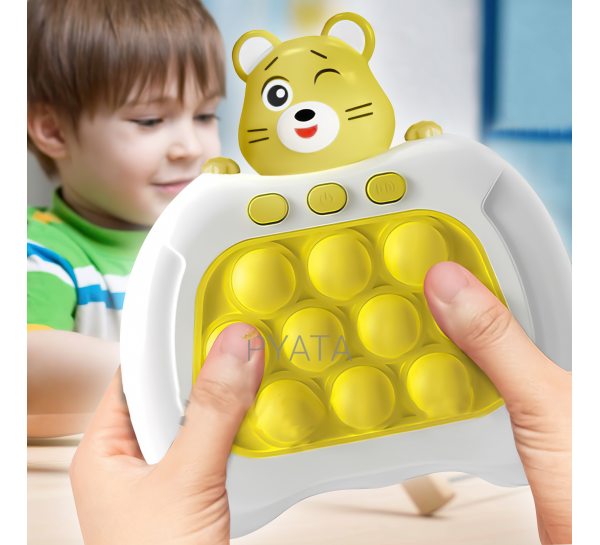 Дитяча портативна розвиваюча іграшка-антистрес поп іт 4 режими з підсвічуванням Quick Push Puzzle Game Fast №221B Жовта (КК)