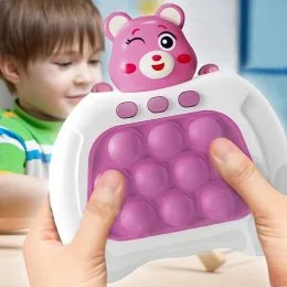 Детская портативная развивающая игрушка-антистресс поп ит 4 режима с подсветкой Quick Push Puzzle Game Fast №221B Розовая (КК)