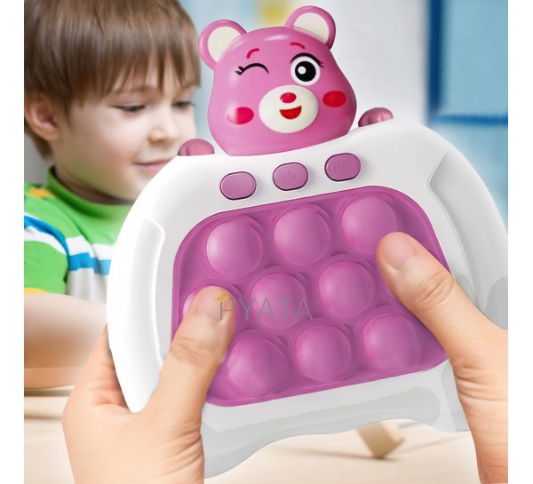 Дитяча портативна розвиваюча іграшка-антистрес поп іт 4 режими з підсвічуванням Quick Push Puzzle Game Fast №221B Рожева (КК)