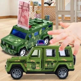Дитяча електронна іграшка сейф-скарбничка машинка з купюроприймачем "Машина військова Hummer" YJ388-60 (259)
