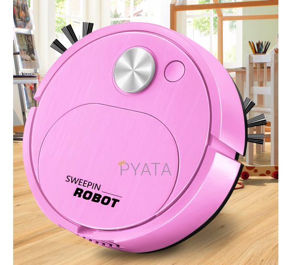 Розумний робот-пилосос 3в1 прибиральник для дому Sweeping Robot 521-2345 Рожевий (205)