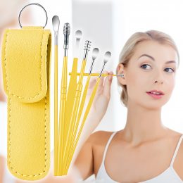 Багаторазовий набір косметологічних інструментів для чищення вух із чохлом Tool Set Жовтий (205)