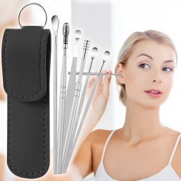 Многоразовый набор косметологических инструментов для чистки ушей с чехлом Tool Set Черный (205)