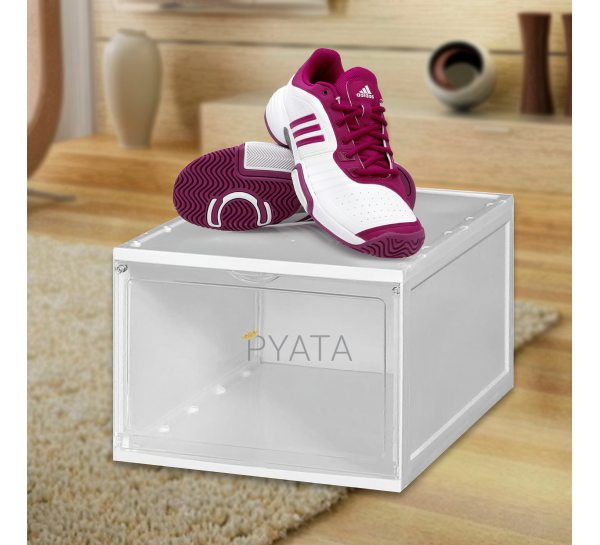 Складаний пластиковий контейнер-органайзер бокс для зберігання взуття B12-01 Білий (HA-360)