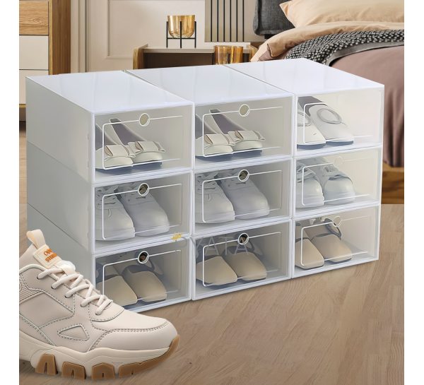 Складной пластиковый контейнер-органайзер бокс для хранения обуви B12-01 9 секций Белый (HA-360)