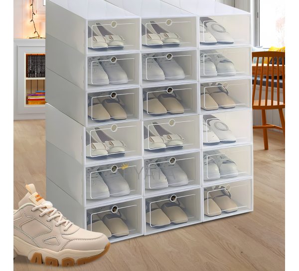 Складной пластиковый контейнер-органайзер бокс для хранения обуви B12-01 18 секций Белый (HA-360)