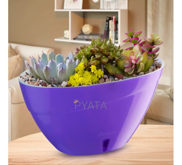 Розумний вазон для квітів з автополивом "CALIPSO" 13*24 см 2л Фіолетовий-перламтр