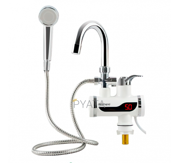 УЦІНКА! Проточний кран-водонагрівач із душем Delimano RX-019 до 60 градусів з нижнім підключененям