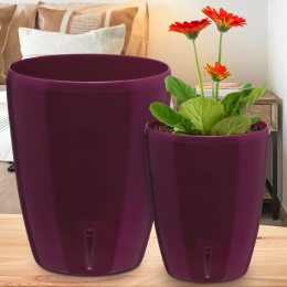 Горщик-орхідейниця для квітів з автополивом "ORHIDEA TWIN" 15*12,5 cм Пурпурний (DRK)