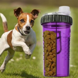 Двойная бутылка для воды и корма для собак Dexas Snack 480мл Фиолетовая (205)