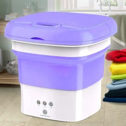 Складная портативная силиконовая стиральная машина с ручками Maxtop washing machine MP-2690 Фиолетовая