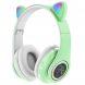 Бездротові дитячі TWS bluetooth навушники з котячими вушками Cat VIV-23M зелені + SD карта пам'яті 16 gb