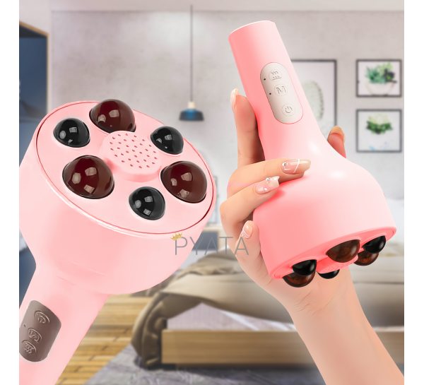 Электрический ручной антицеллюлитный массажер для живота 6 режимов KNEADING K106М Розовый (259)