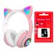 Бездротові дитячі TWS bluetooth навушники з котячими вушками Cat VIV-23M Рожеві + SD карта пам'яті 64 gb