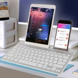 Бездротова ігрова bluetooth клавіатура з підставкою для телефону, планшета та RGB підставкою AOASMODE L M-1000 USB Біла (626)