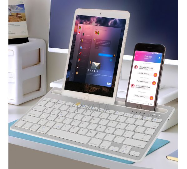 Бездротова ігрова bluetooth клавіатура з підставкою для телефону, планшета та RGB підставкою AOASMODE L M-1000 USB Біла (626)
