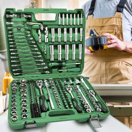 Автомобільний набір інструментів для ремонту автомобіля на 216 ручних інструментів у зручному пластиковому кейсі для зберігання (259)
