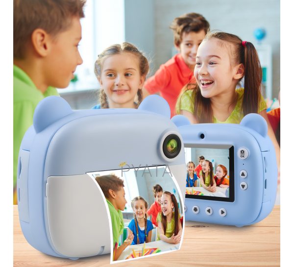 Детский цифровой фотоаппарат с мгновенной печатью фото M&A-2000 Голубой (259)