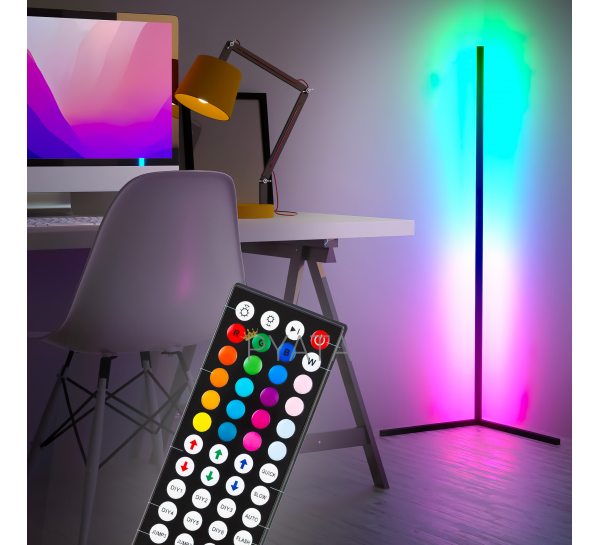 Кутова кольорова підлогова RGB лампа торшер з пультом управління та регулюванням яскравості EL-2185-3 (237)
