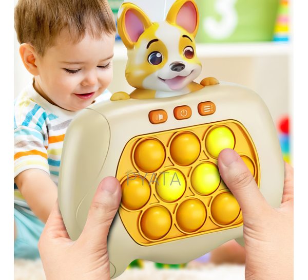 Детская портативная развивающая игрушка-антистресс поп ит 4 режима с подсветкой Quick Push Puzzle Game Fast №209В-2 Пес (KN)