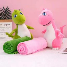 Мягкая игрушка Дракончик с теплым пледом динозаврик Розовый/(HA-7)