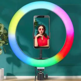 Светодиодная кольцевая RGB селфи-лампа 20 см для фото и видео съемки 