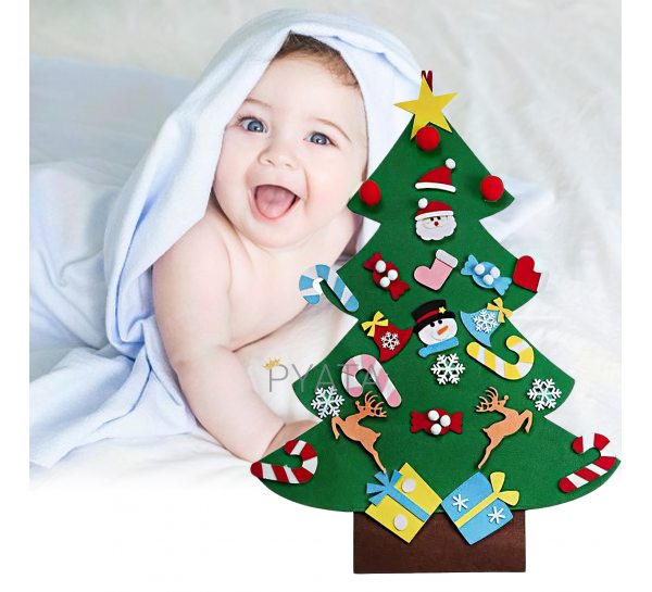 Гра "Ялинка з фетру" дитяча новорічна з іграшками на липучці 60 см/HA-79