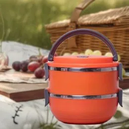 Бокс для ланча/Ланч-бокс 2 яруса lunch box 2 layers Оранжевый