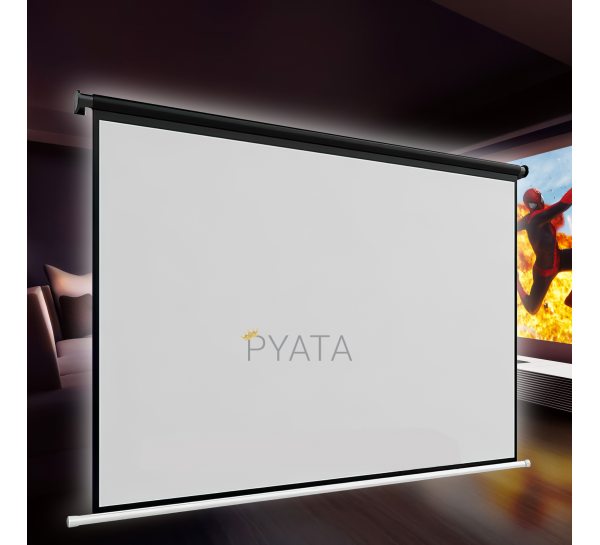 Настенный проекционный экран для проектора с ручным управлением и рольставнями с соотношением сторон 4:3 72-дюйма (626)