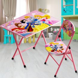 Комплект дитячий письмовий столик-парта зі стільцями "Принцеси Дісней"