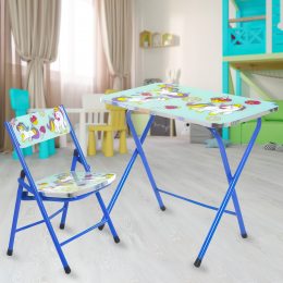Комплект дитячий письмовий столик-парта зі стільцями "Єдиноріжки"
