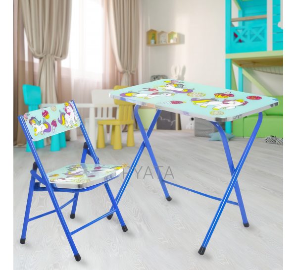 Комплект дитячий письмовий столик-парта зі стільцями "Єдиноріжки"