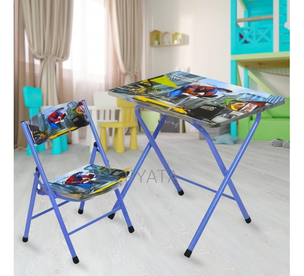 Комплект детский письменный столик-парта со стульями "Человек Паук" 
