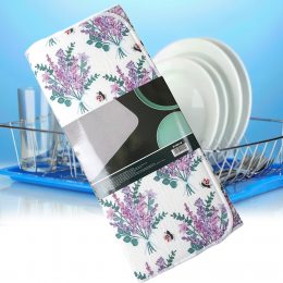 Килимок для мокрого посуду 38*51см Ecofabric з фіолетовими квітами/DRK