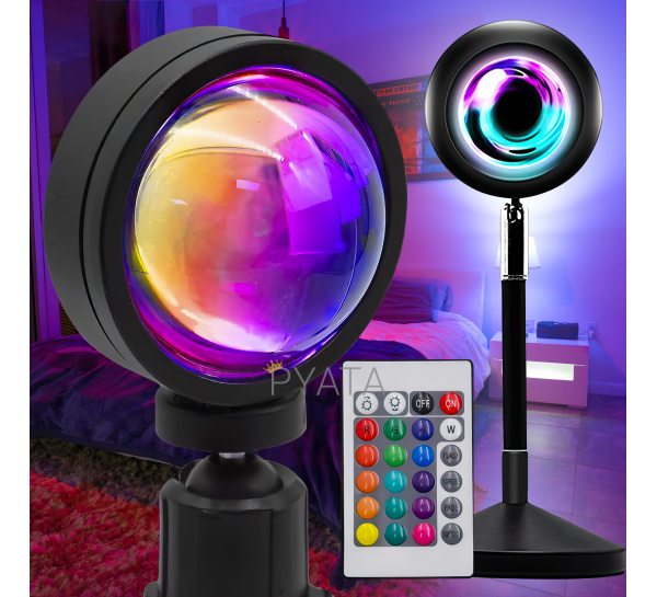 Проекційна лампа-нічник заходу сонця з пультом керування Sunset Lamp 2.0 RGB