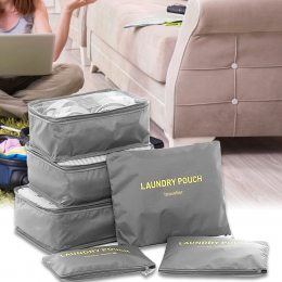 Набор дорожных сумок-органайзеров для путешествий 6в1 Laundry Pouch Серый (205)