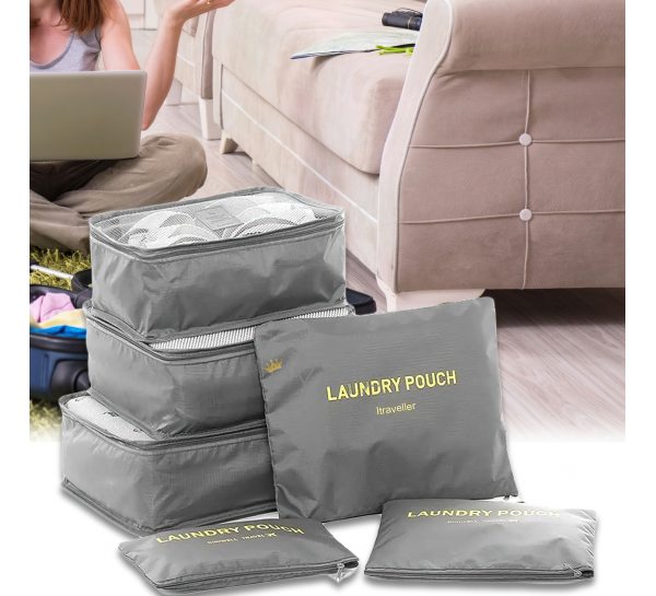 Набор дорожных сумок-органайзеров для путешествий 6в1 Laundry Pouch Серый (205)