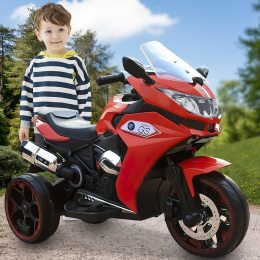 Дитячий електромобіль-мотоцикл зі світломузикою на пульті керування MOTO 5588(AM-68) Червоний (360T)