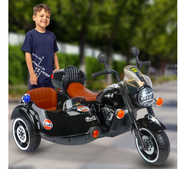 Детский электромобиль-мотоцикл со светомузыкой и люлькой на пульте управления MOTO 1916-1(AM-82) Черный (360T)