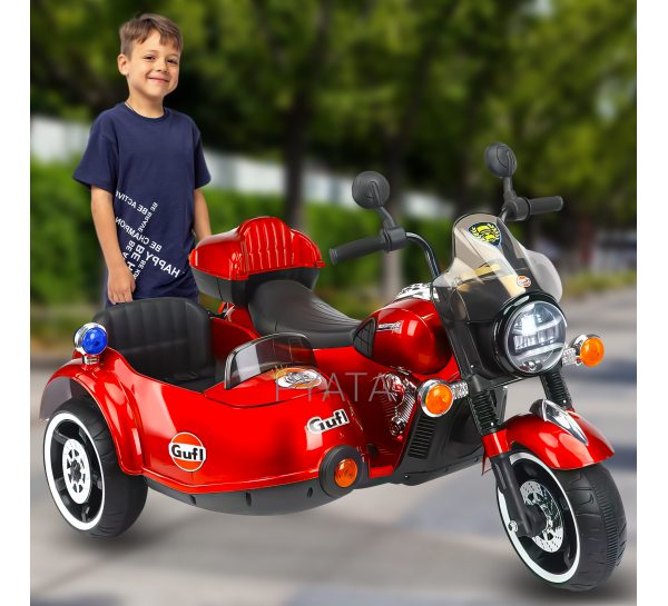 Детский электромобиль-мотоцикл со светомузыкой и люлькой на пульте управления MOTO 1916-1(AM-82) Красный (360T)
