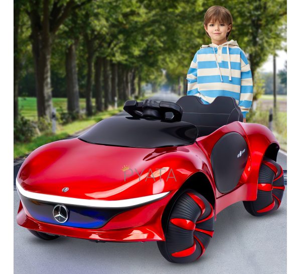 Дитячий електромобіль зі світломузикою та шкіряним салоном Mercedes 8808(AM-106) Червоний (360T)