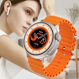 Круглые умные наручные смарт-часы (отслеживание тренировок, анализ сна, сердечного ритма) Smart V3 Оранжевые (259)