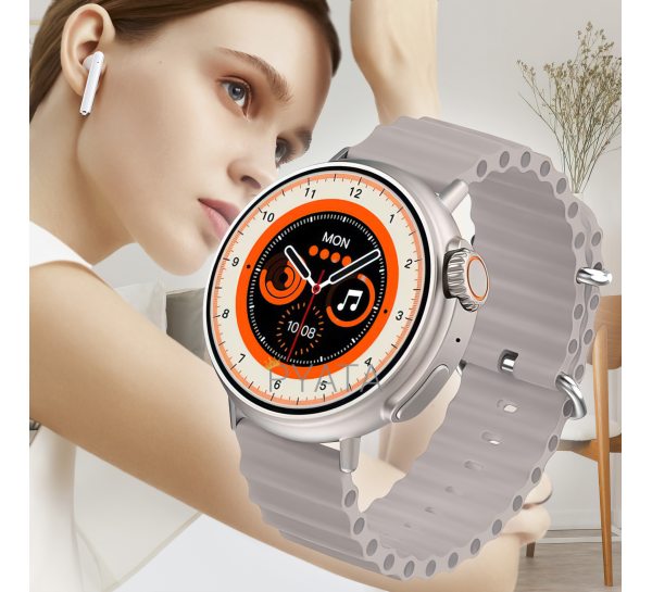 Круглий розумний наручний смарт-годинник (відстеження тренувань, аналіз сну, серцевого ритму) Smart V3 Сірі (259)