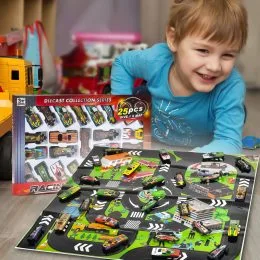 Детский игровой набор металлический машинок с игровым полем 051-25 (IGR24)