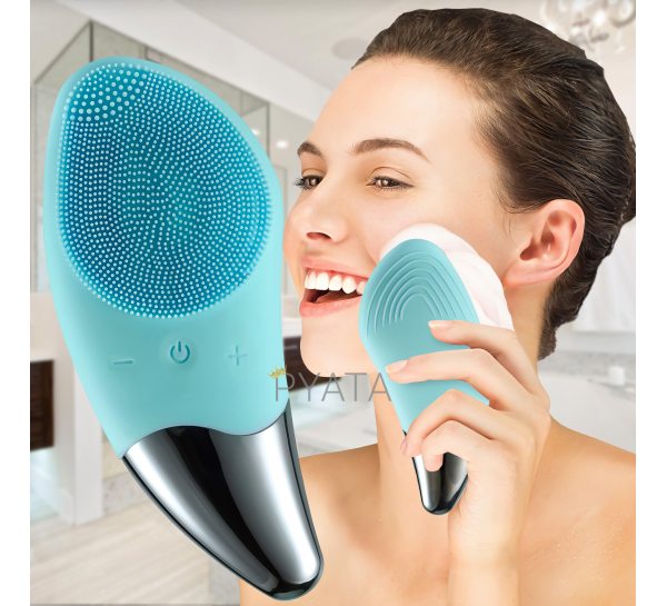 Електрична силіконова масажна щітка-масажер для очистки обличчя Sonic Facial Brush BR-020 Бірюзовий (509)
