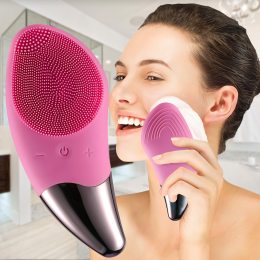 Електрична силіконова масажна щітка-масажер для очистки обличчя Sonic Facial Brush BR-020 Малиновий (509)