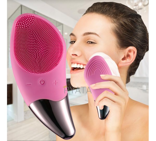 Электрическая силиконовая массажная щетка-массажер для чистки лица Sonic Facial Brush BR-020 Малиновый (509)