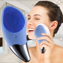 Електрична силіконова масажна щітка-масажер для очистки обличчя Sonic Facial Brush BR-020 Синій (509)